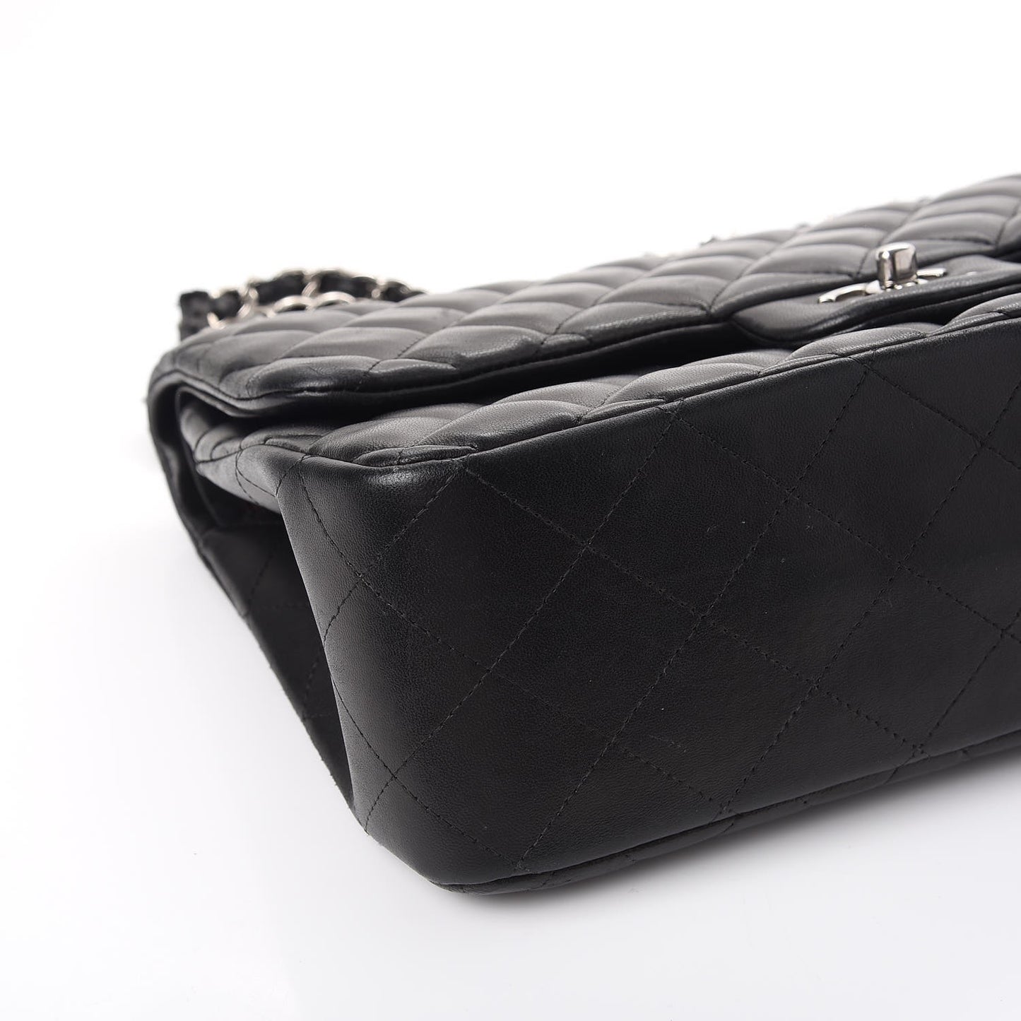 Lambskin Quilted Jumbo Double Flap Black