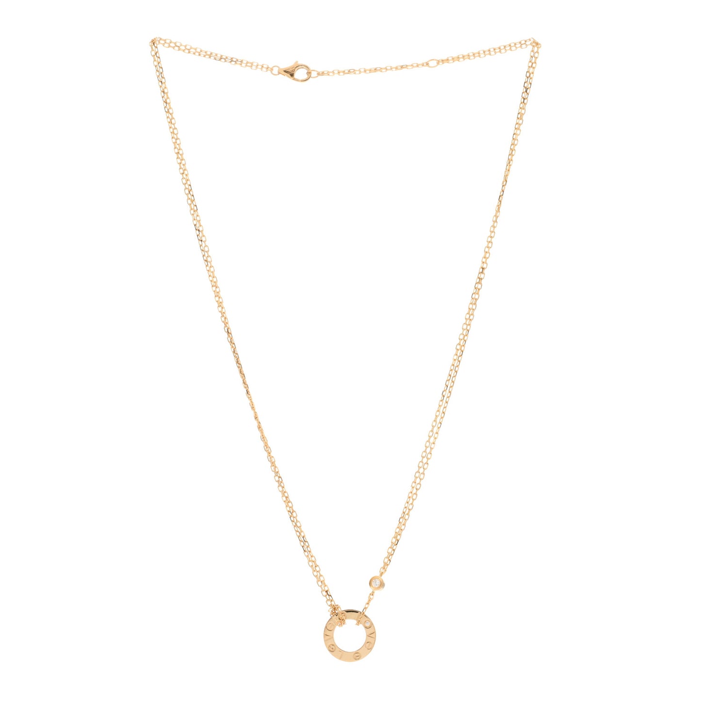 18K Yellow Gold 2 Diamond LOVE Necklace