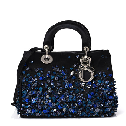 Christian Dior Satin Floral Embroidered Small Diorrismo Tote Blue 1 of 9