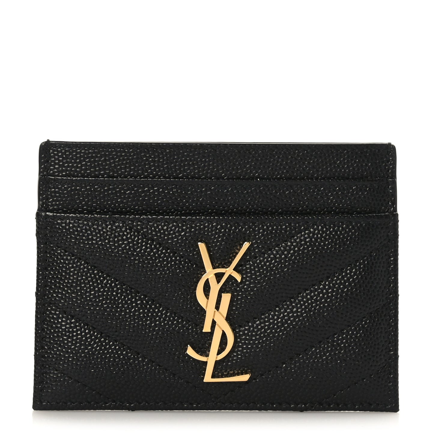 Grain De Poudre Matelasse Chevron Monogram Credit Card Case Black