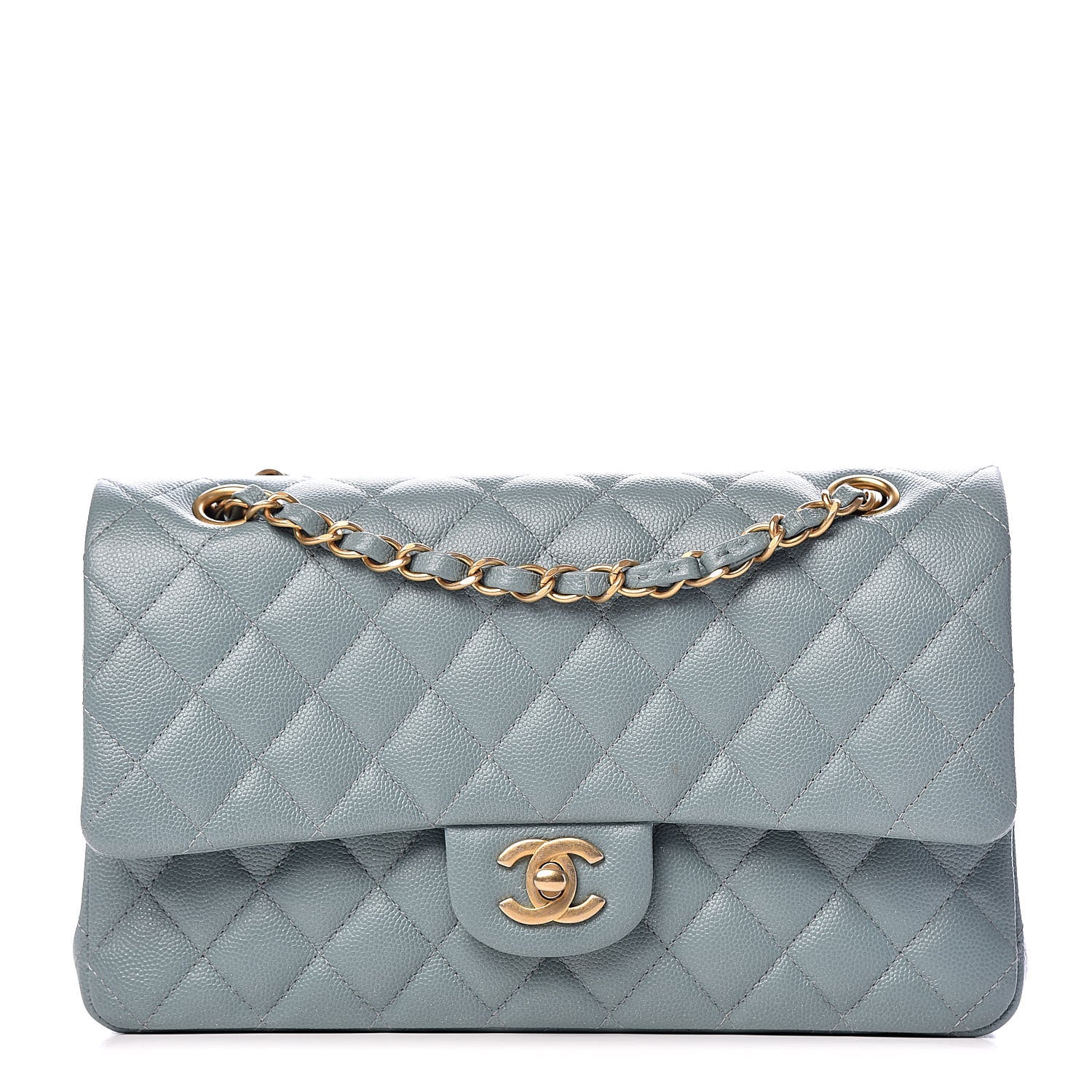 Chanel Iridescent Caviar Quilted Medium Double Flap Light Blue 1 of 11