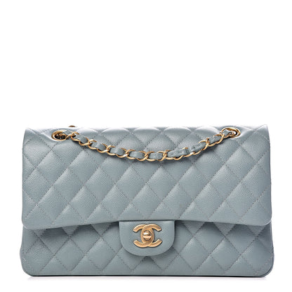 Chanel Iridescent Caviar Quilted Medium Double Flap Light Blue 1 of 11
