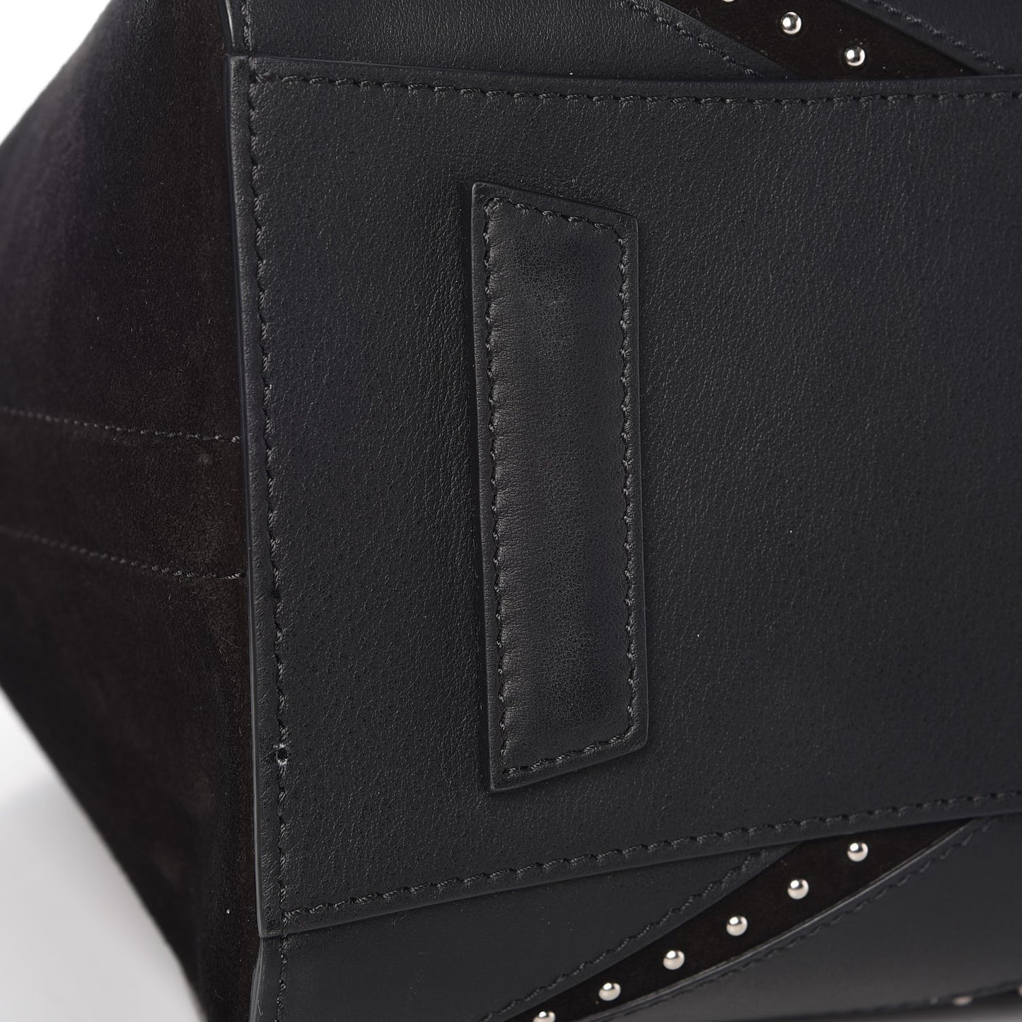 Calfskin Suede Small Studded Chevron Antigona Black