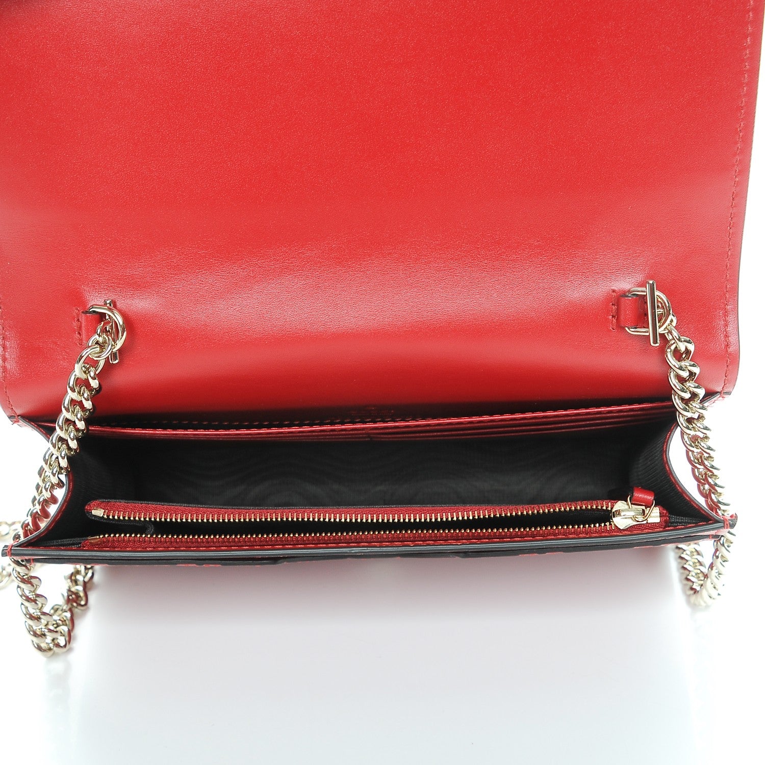 Gucci Guccissima Signature Bowy Chain Wallet Hibiscus Red 5 of 7