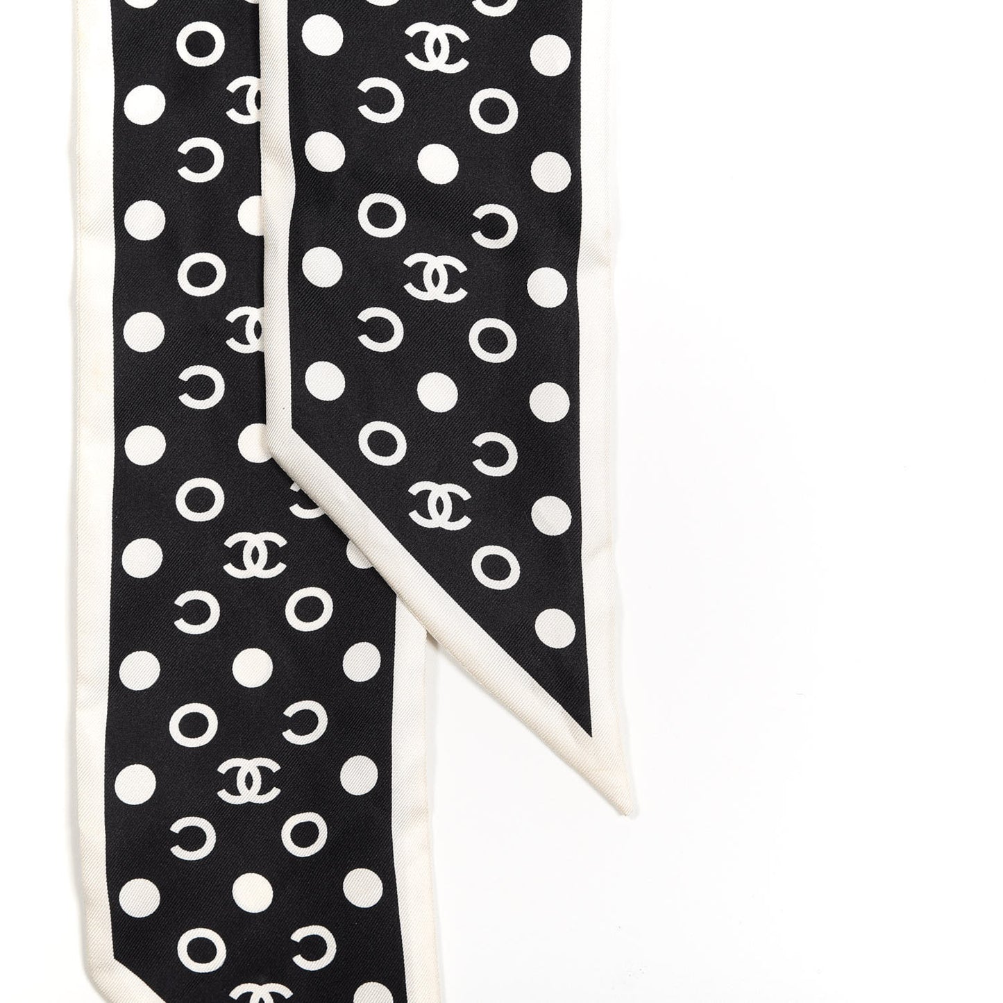Silk CC Twilly Hair Tie Black White