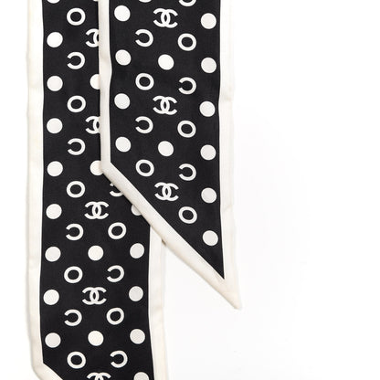 Chanel Silk CC Twilly Hair Tie Black White 4 of 6