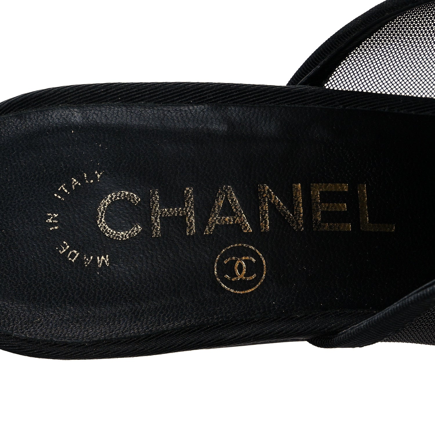 Chanel Mesh Goatskin Pearl Mules 38.5 Black 8 of 8