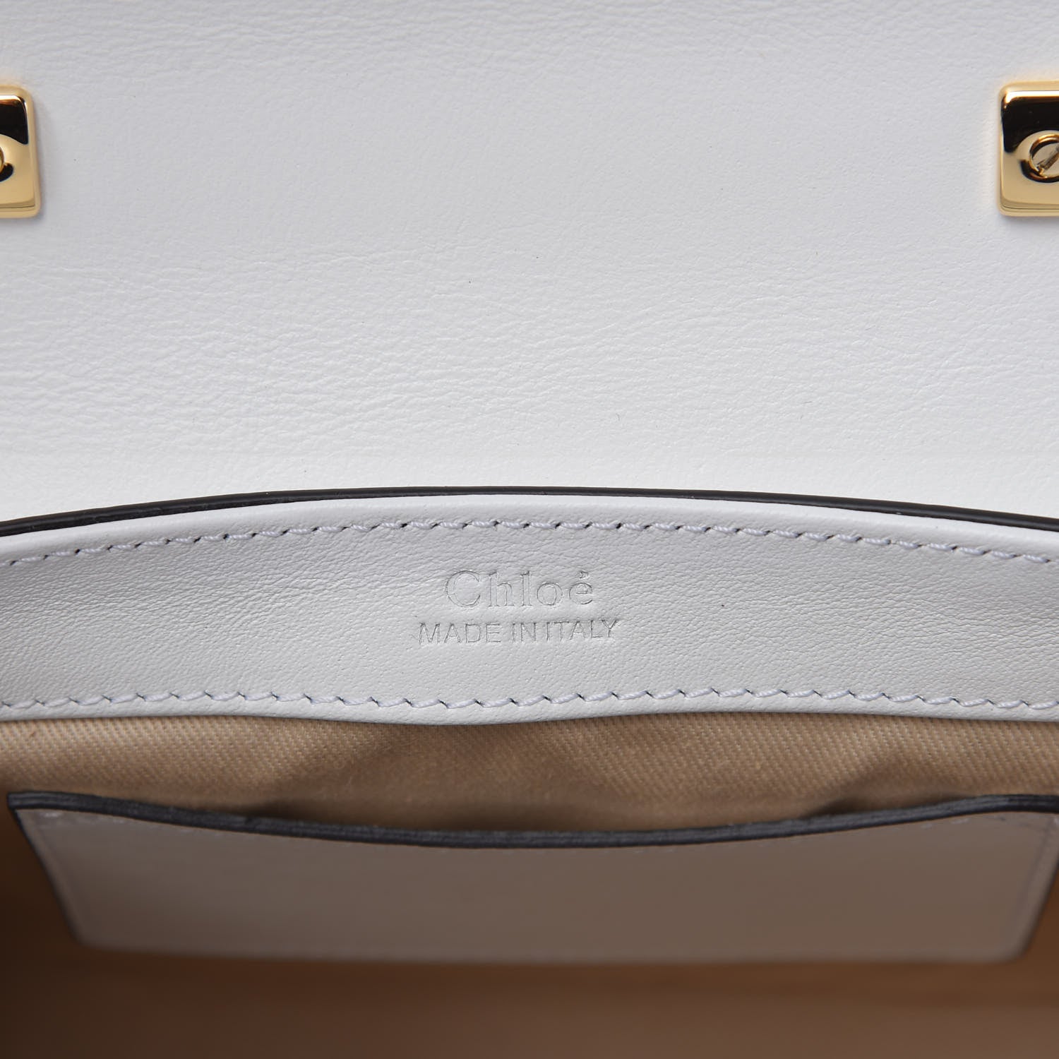 Chloe Calfskin Crocodile Embossed Mini C Double Carry Brilliant White 7 of 10