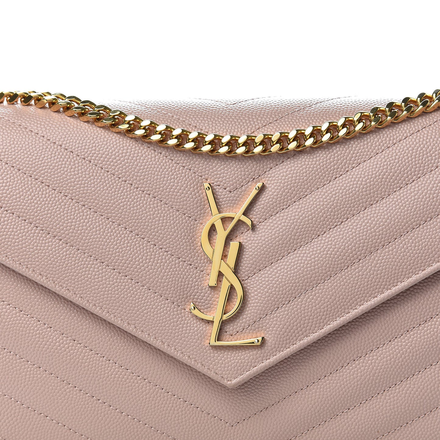 Grain De Poudre Matelasse Chevron Monogram Chain Wallet Pale Pink