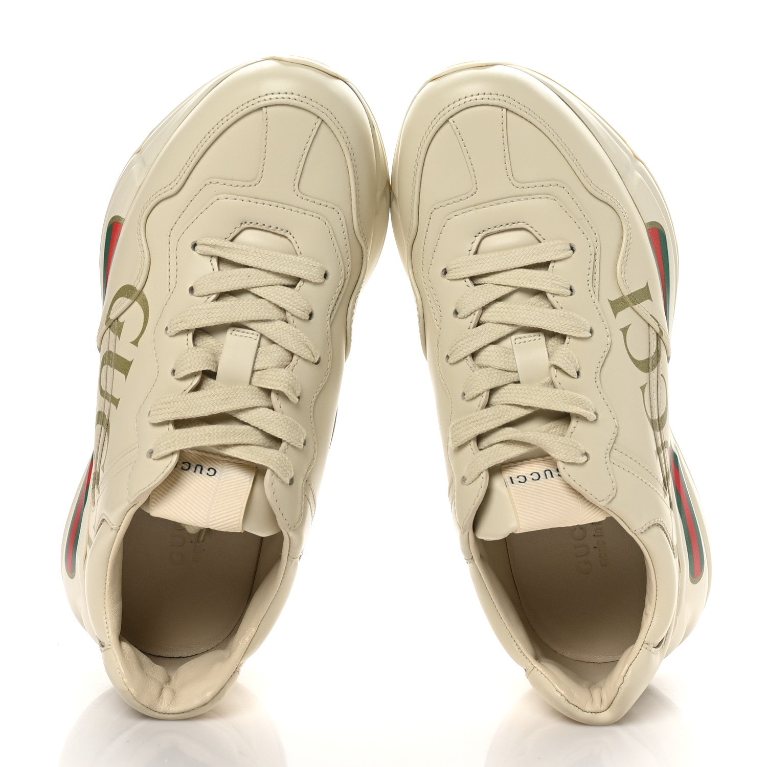 Gucci Calfskin Logo Womens Rhyton Sneakers 36.5 Ivoire 2 of 8
