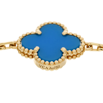 Van Cleef & Arpels 18K Yellow Gold Blue Agate 5 Motifs Vintage Alhambra Bracelet 3 of 5
