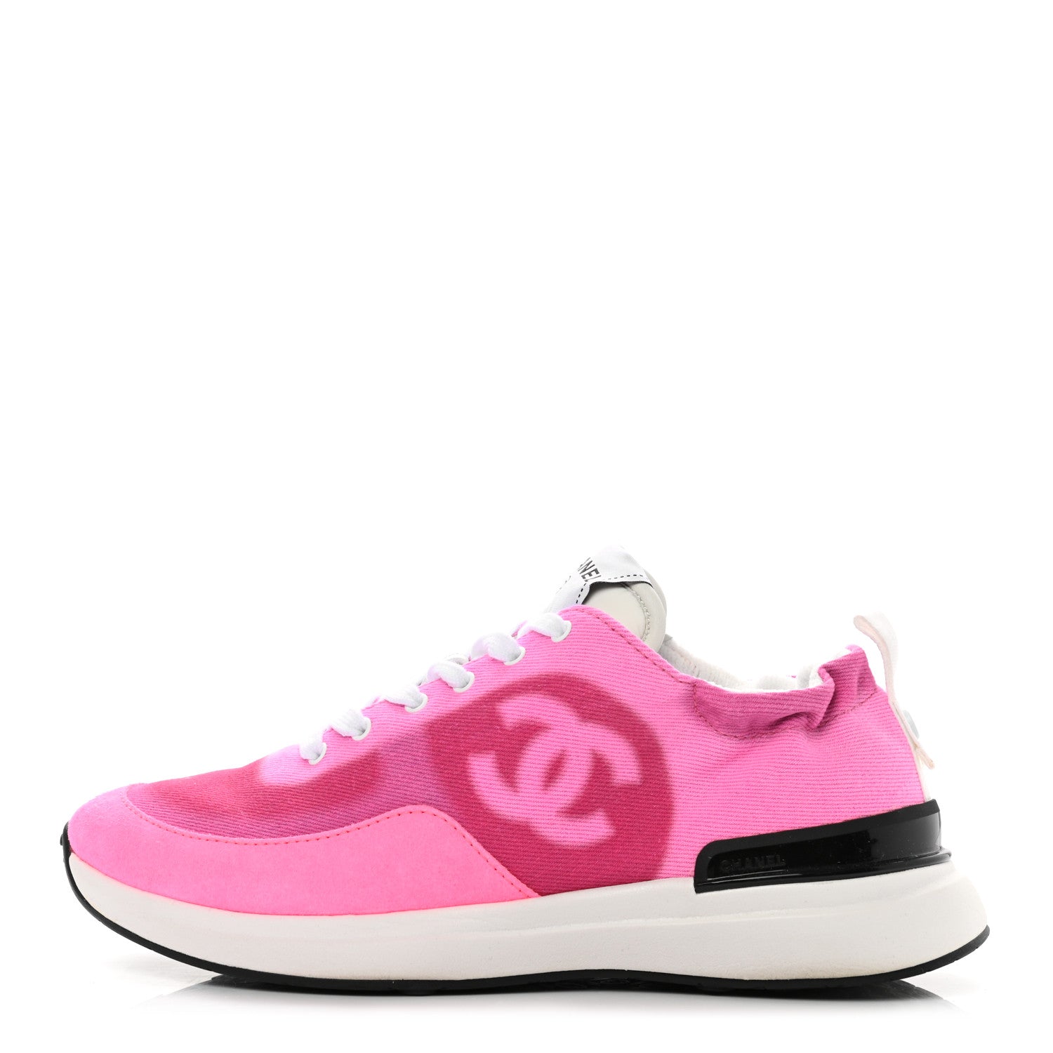 Chanel Denim Suede Calfskin Womens CC Sneakers 38 Pink 1 of 8