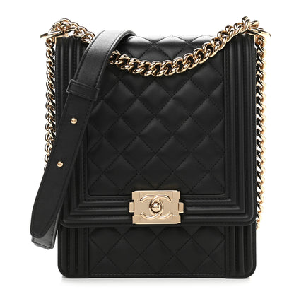 Chanel Calfskin Quilted North South Boy Flap Black 1 of 12