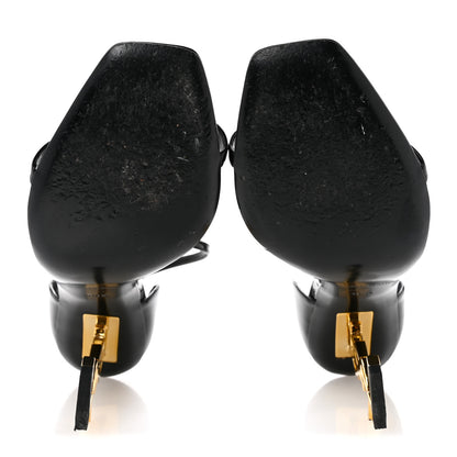Saint Laurent Patent Calfskin Opyum 110 Sandals 40.5 Black Gold 6 of 10