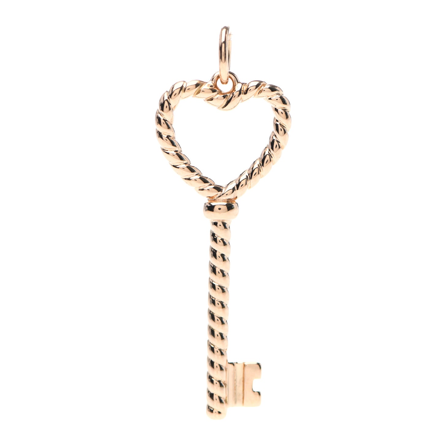 18K Rose Gold Twist Heart Key Pendant