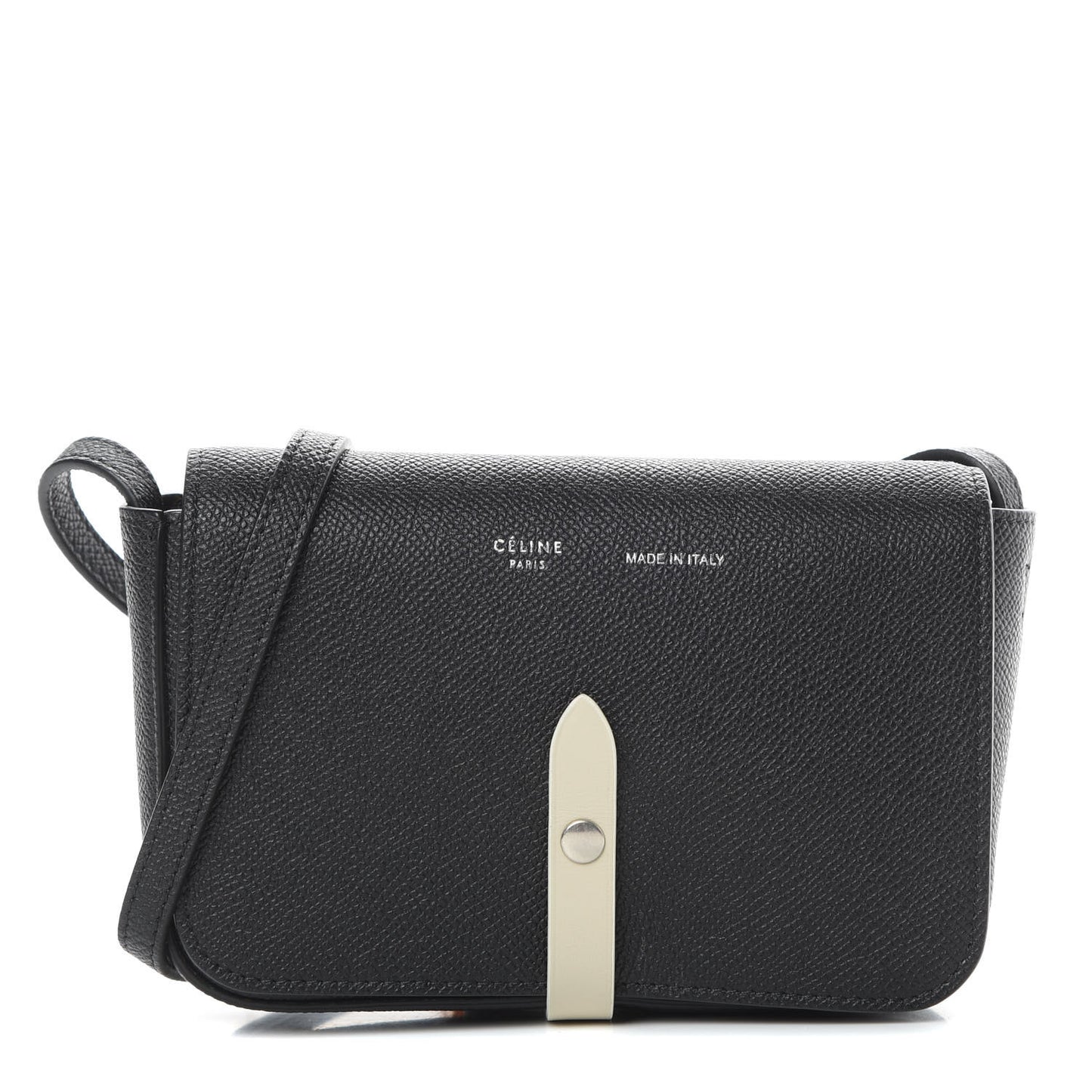 Grained Calfskin Strap Clutch Black