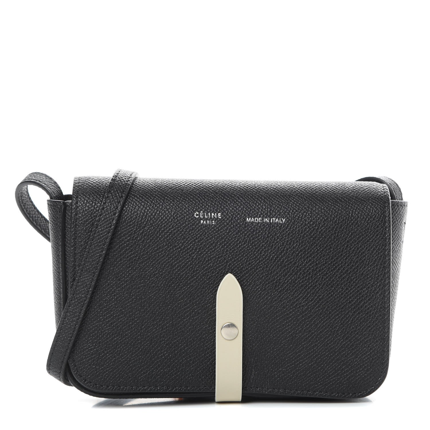 Celine Grained Calfskin Strap Clutch Black 1 of 11