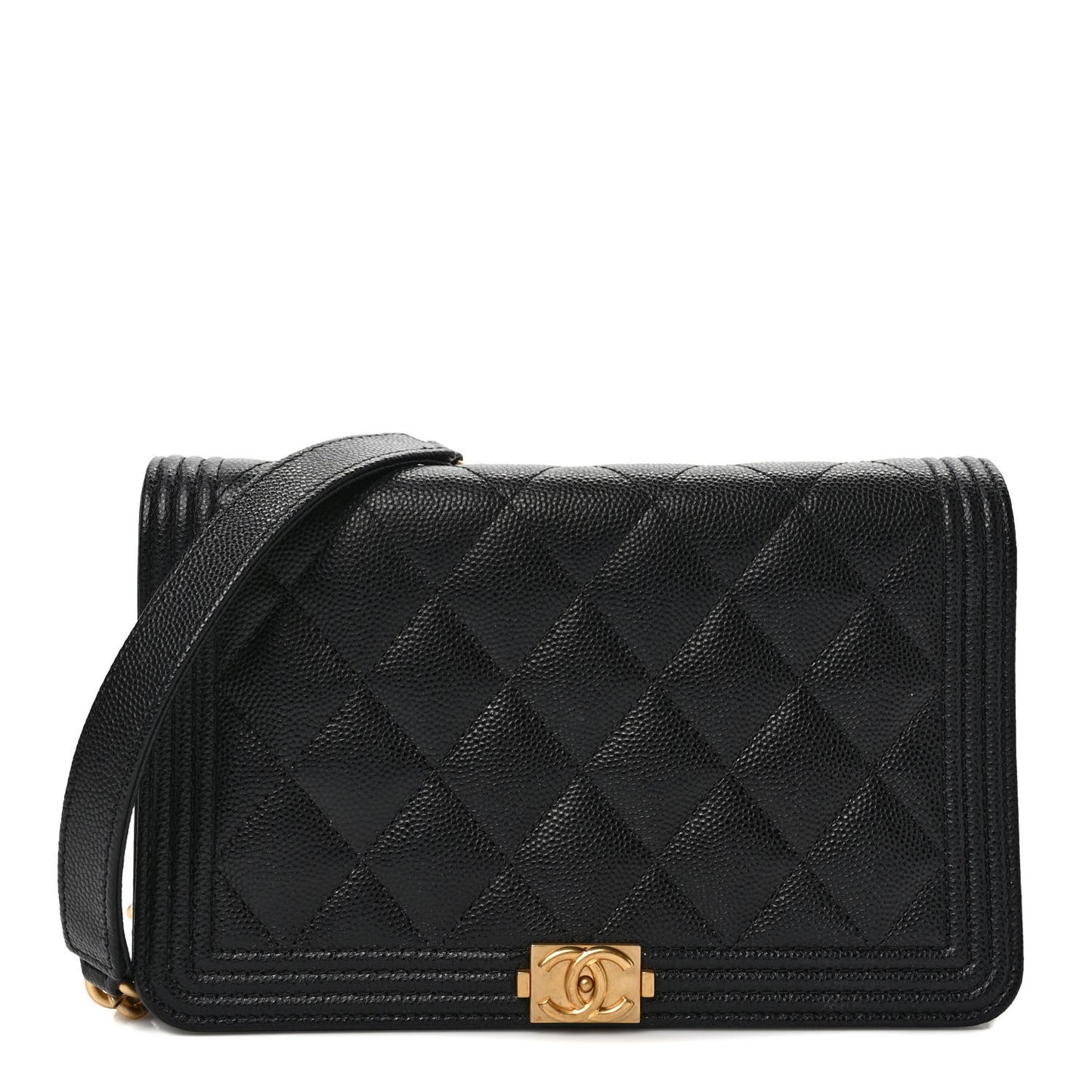 Caviar Quilted Boy Wallet On Chain WOC Black