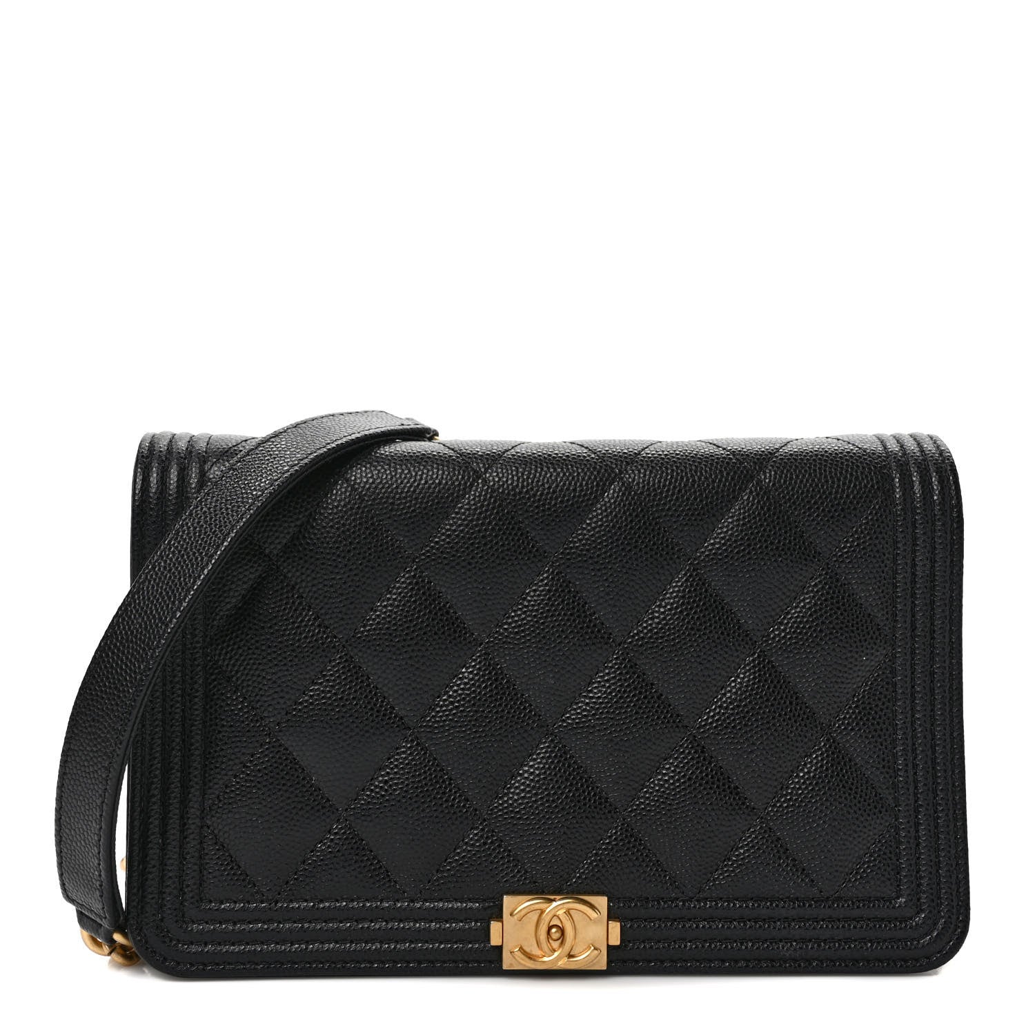 Chanel Caviar Quilted Boy Wallet On Chain WOC Black 1 of 11