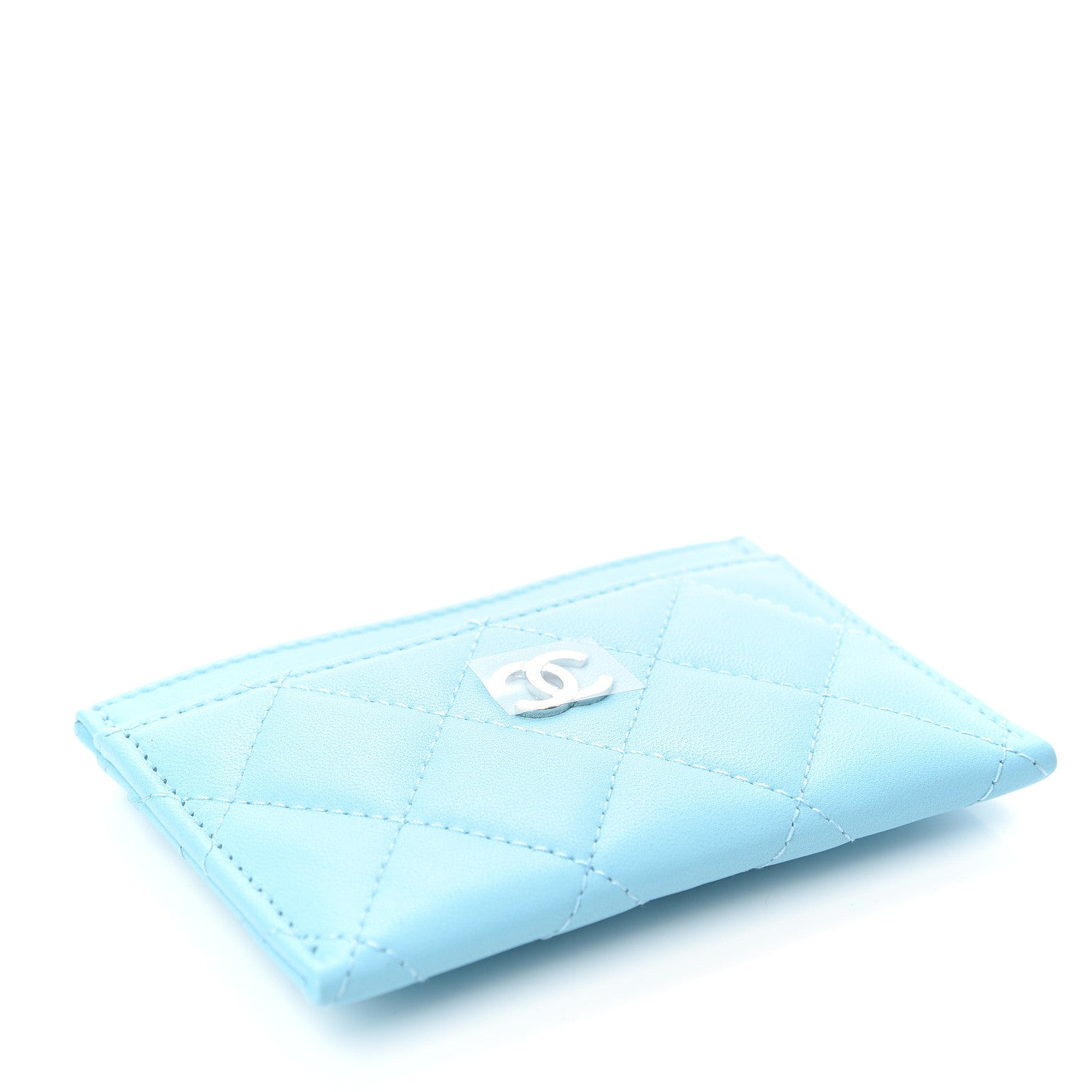 Chanel Lambskin Quilted Card Holder Neon Blue 4 of 9