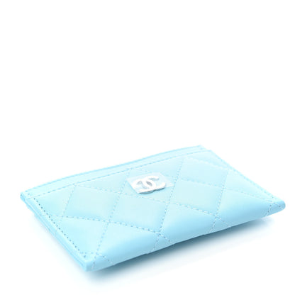 Chanel Lambskin Quilted Card Holder Neon Blue 4 of 9