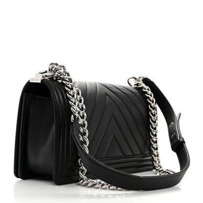 Chanel Calfskin Chevron Quilted Medium Boy Flap Black 2 of 10