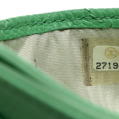 Chanel Caviar Chevron Quilted Card Holder Light Green 8 of 9
