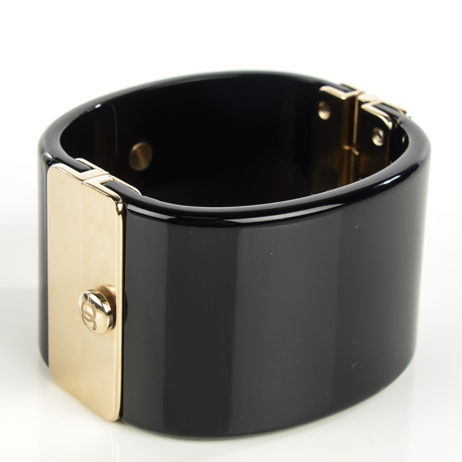 Chanel Resin Pearl CC Cuff Black 3 of 5