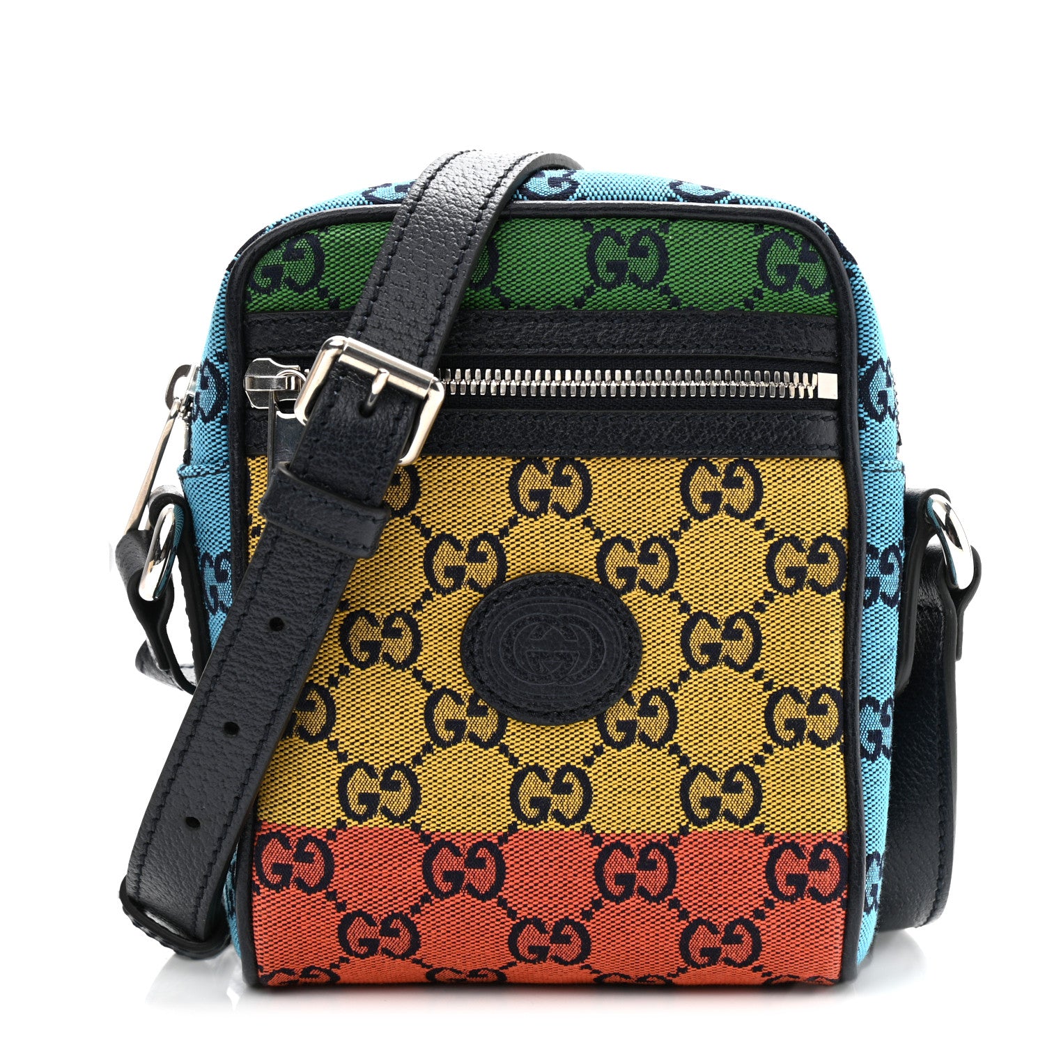 Gucci Monogram Multicolor Mini Retro Interlocking G Messenger Blue Rainbow Light Blue 1 of 19