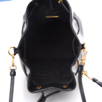 Prada Glace Calfskin Embossed Secchiello Bucket Bag Black 4 of 10