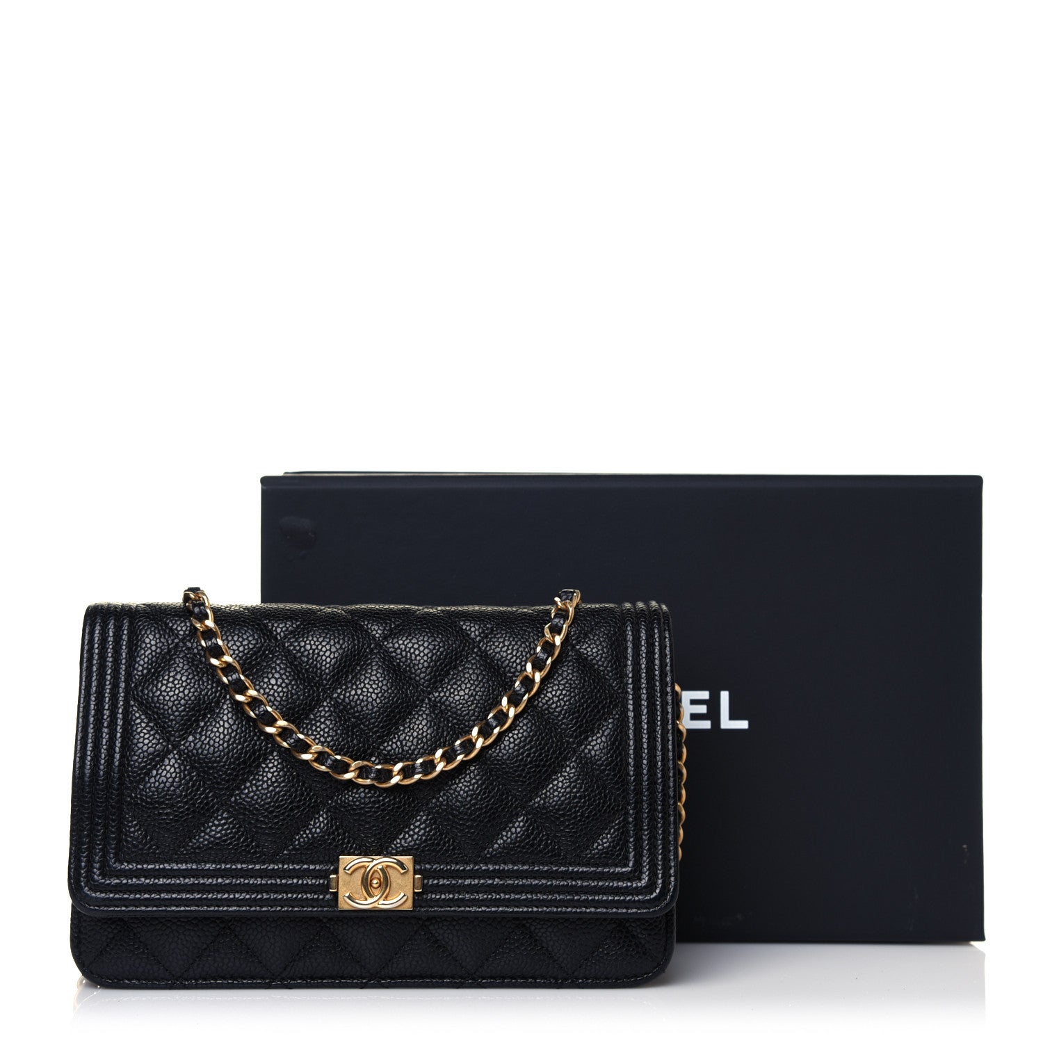 Chanel Caviar Quilted Boy Wallet On Chain WOC Black 13 of 13