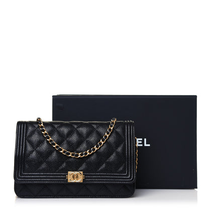 Chanel Caviar Quilted Boy Wallet On Chain WOC Black 13 of 13