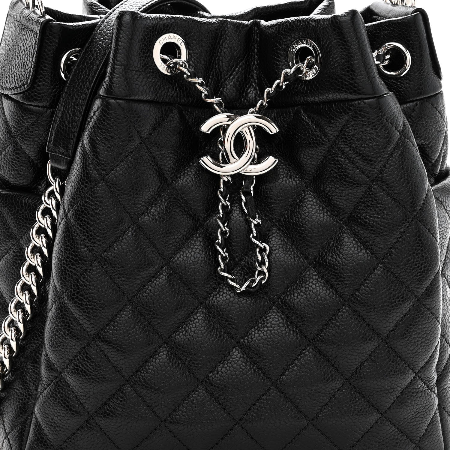 Chanel Caviar Quilted Small Chain Bucket Bag Black 8 of 10