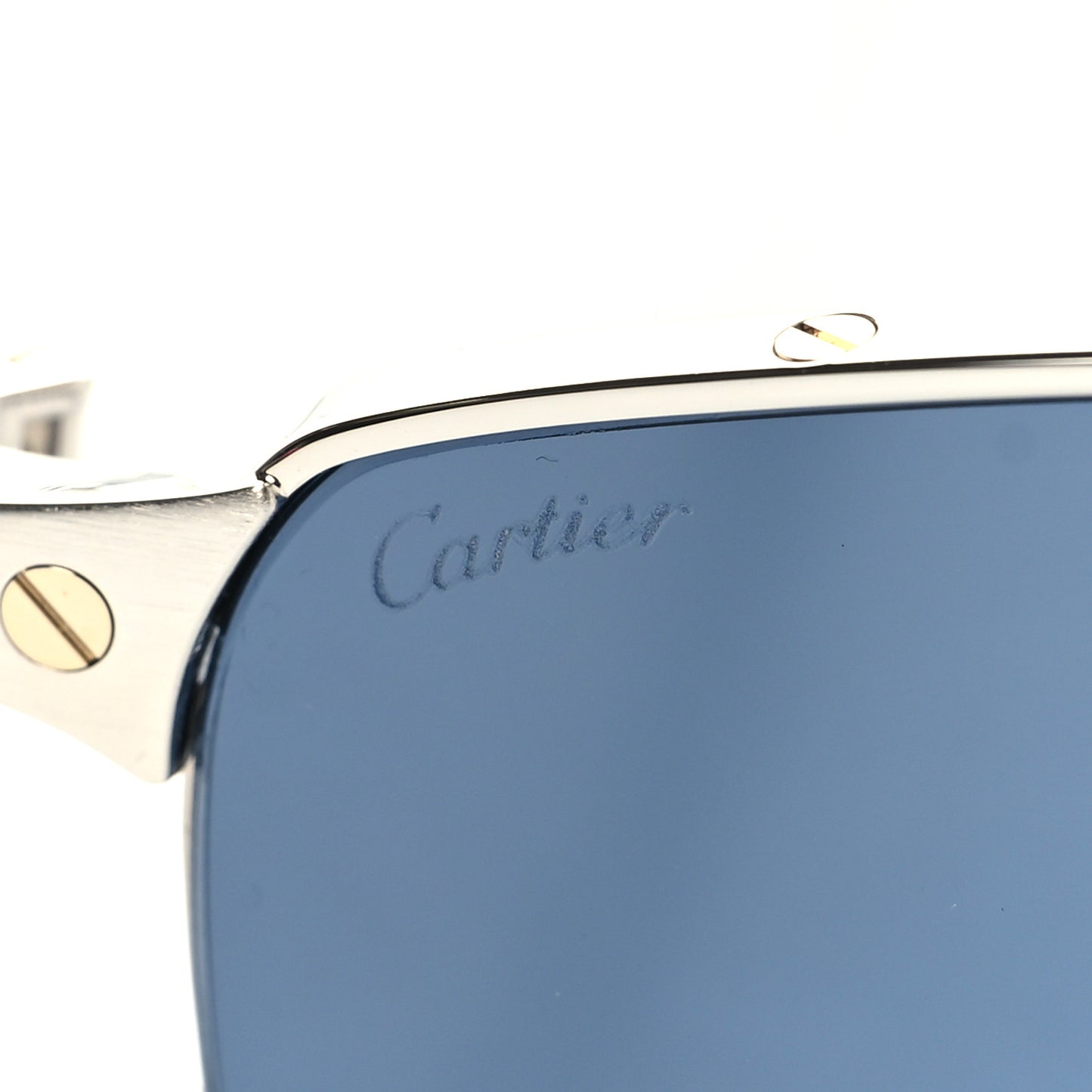 Metal Santos de Cartier Pilot Sunglasses CT0385S Silver Blue