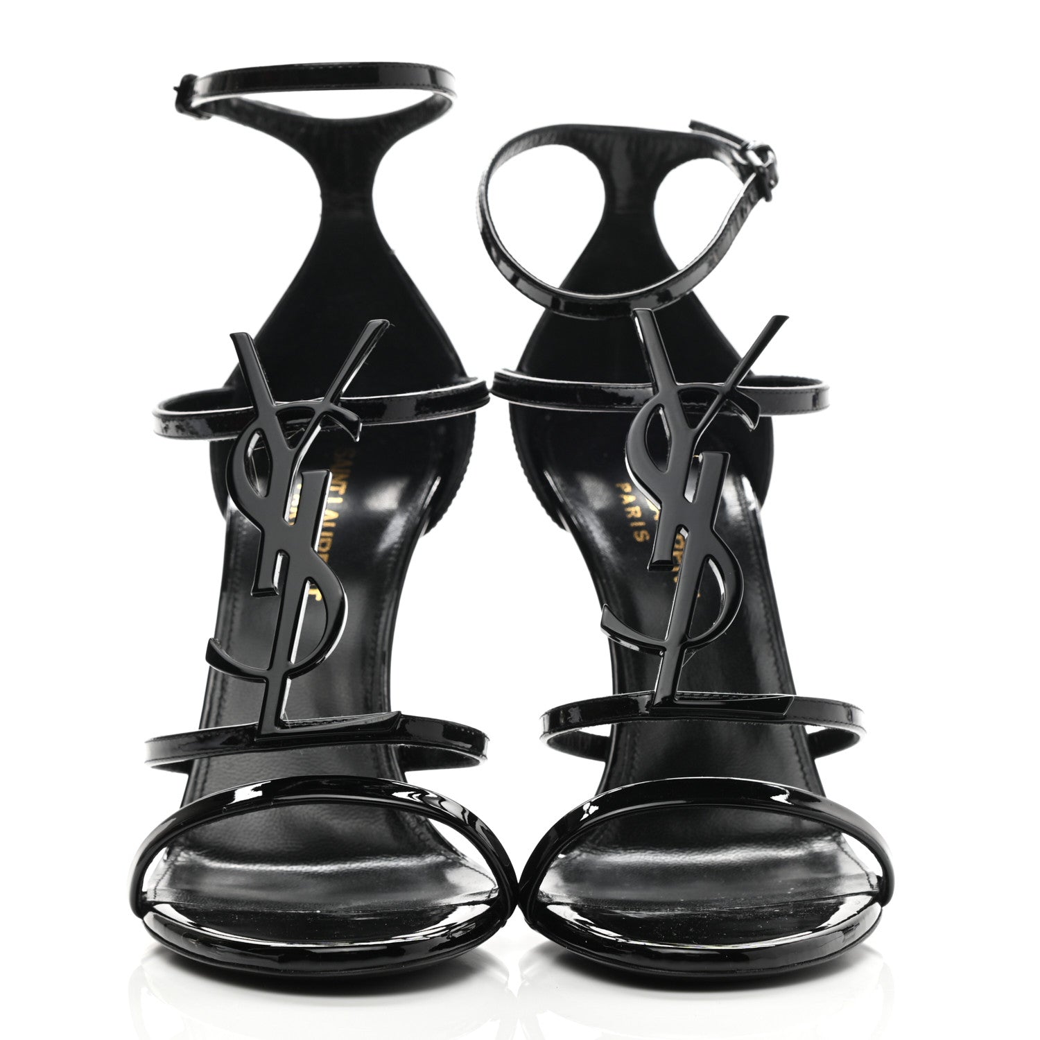 Saint Laurent Patent Calfskin Cassandra 110 Sandals 37.5 Black 2 of 9