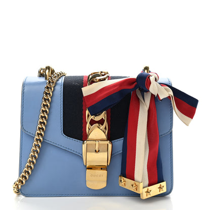 Gucci Calfskin Mini Sylvie Chain Shoulder Bag Clear Sky Blue 1 of 17