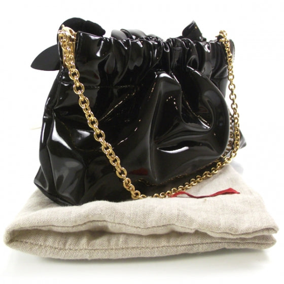 Valentino Garavani Patent Rosette Evening Clutch Black 3 of 7