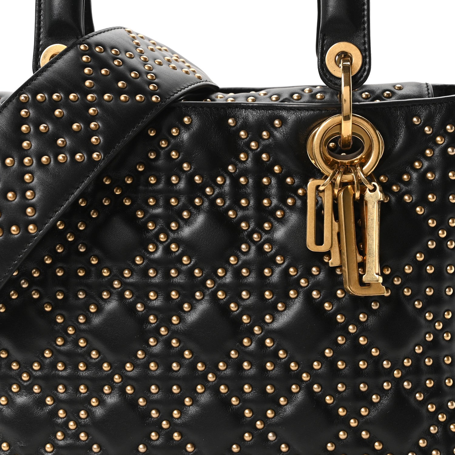 Christian Dior Calfskin Cannage Studded Medium Supple Lady Dior Black 8 of 10
