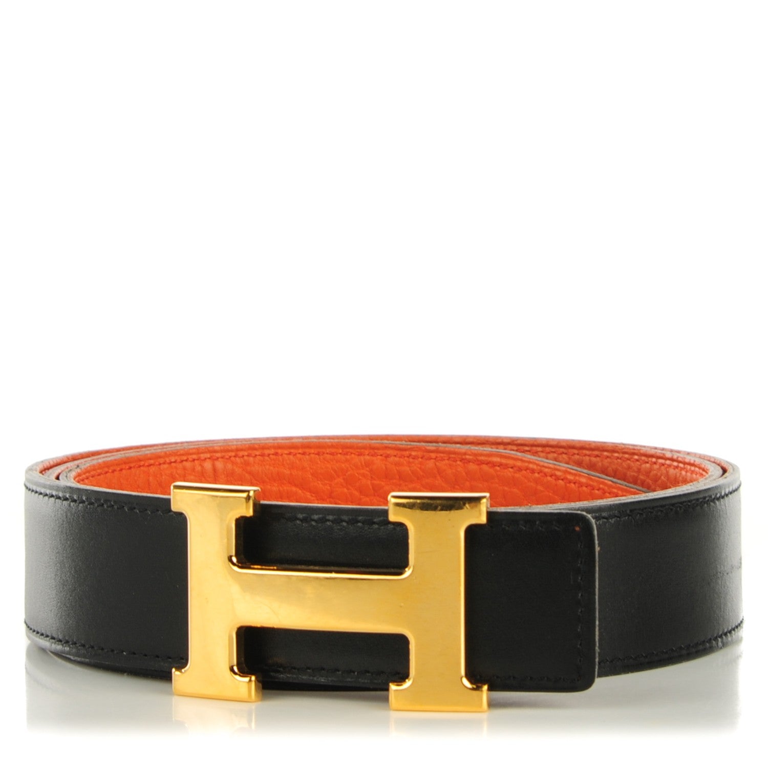 Hermes Box Togo 32mm H Belt Black Orange 100 1 of 9