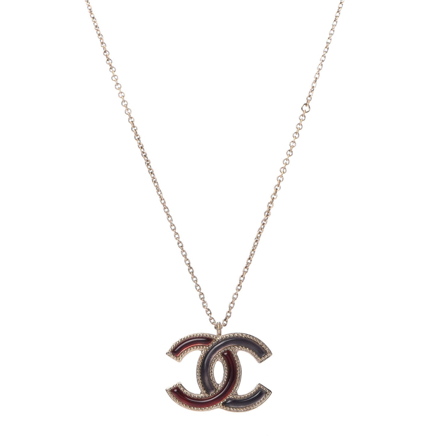 Resin CC Pendant Necklace Light Gold Red Purple