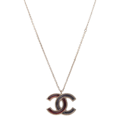 Chanel Resin CC Pendant Necklace Light Gold Red Purple 1 of 6