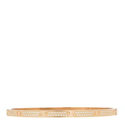 Cartier 18K Pink Gold Diamond Small LOVE Paved Bracelet 17 2 of 5