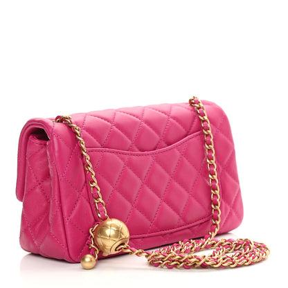 Chanel Lambskin Quilted Mini Rectangular Pearl Crush Flap Fuchsia 3 of 11