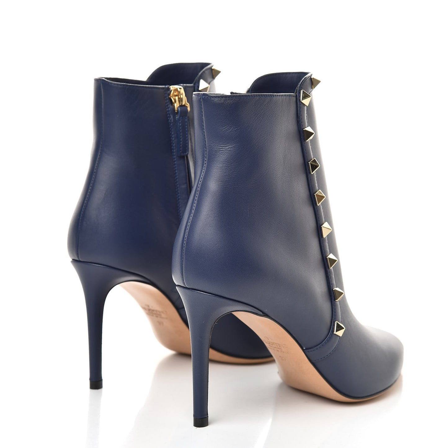 Calfskin Rockstud 85mm Ankle Booties 37 Pure Blue