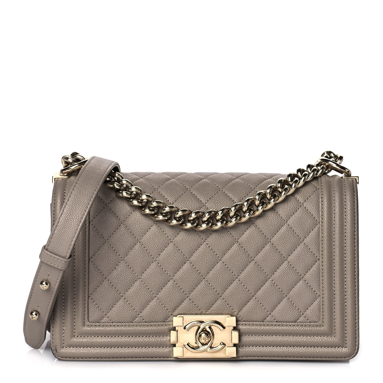 Chanel Caviar Quilted Medium Boy Flap Dark Beige 1 of 11