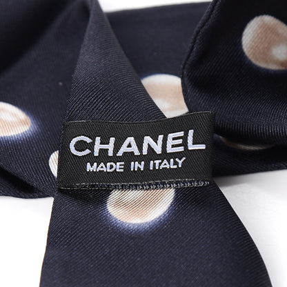 Chanel Silk Pearl CC Slim Bandeau Scarf Navy 2 of 2