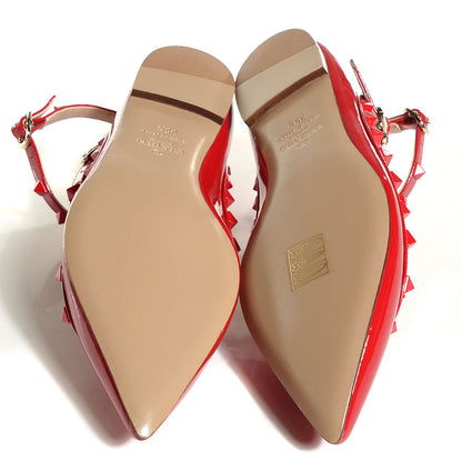 Valentino Garavani Patent Monochrome Rockstud Cage Ballerina Flats 35.5 Rosso Valentino 5 of 8