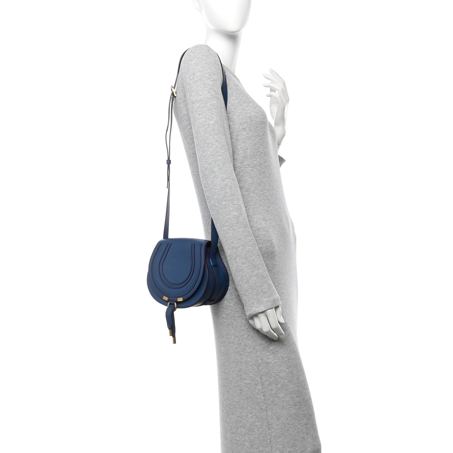 Chloe Calfskin Small Marcie Round Crossbody Bag Deep Denim 2 of 9