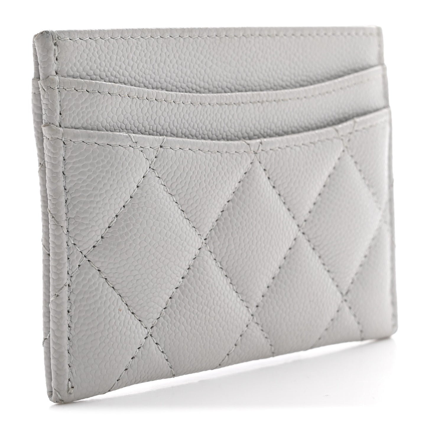 Caviar Quilted Card Holder Grey