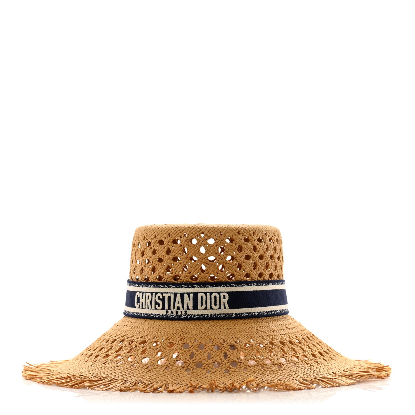 Straw Embroidered Bob Naughtily Large Brim Hat 58 Blue Multicolor
